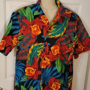 Vintage Hilo Hattie The Original Hawaiian Vibrant Floral Men's Shirt Med